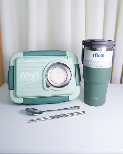 پک تراول ماگ تایسو با ظرف غذا دو طبقه درب دار